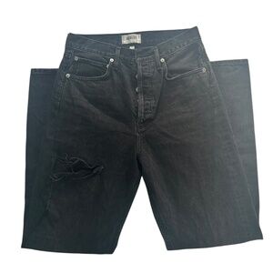 AGOLDE Black 90s Jeans – Straight Leg – Distressed / Palm-Sized Rip – Women’s 25